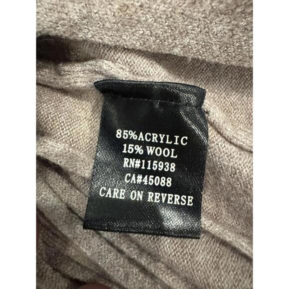 Miss Lulo Fringed Cardigan Light Brown Size Large L Acrylic and Wool - Picture 5 of 11